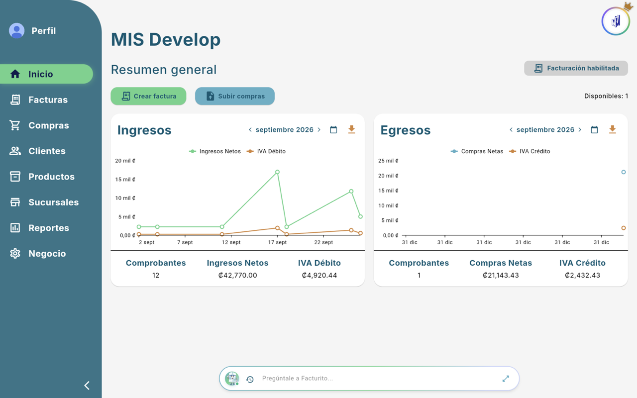 Inicio de MIS Develop - Escritorio
