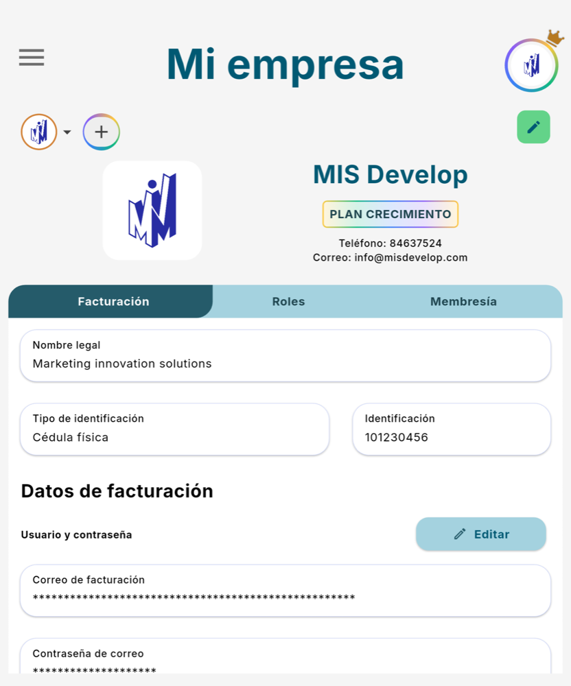 Negocio › Facturación con las credenciales cargadas - Tablet